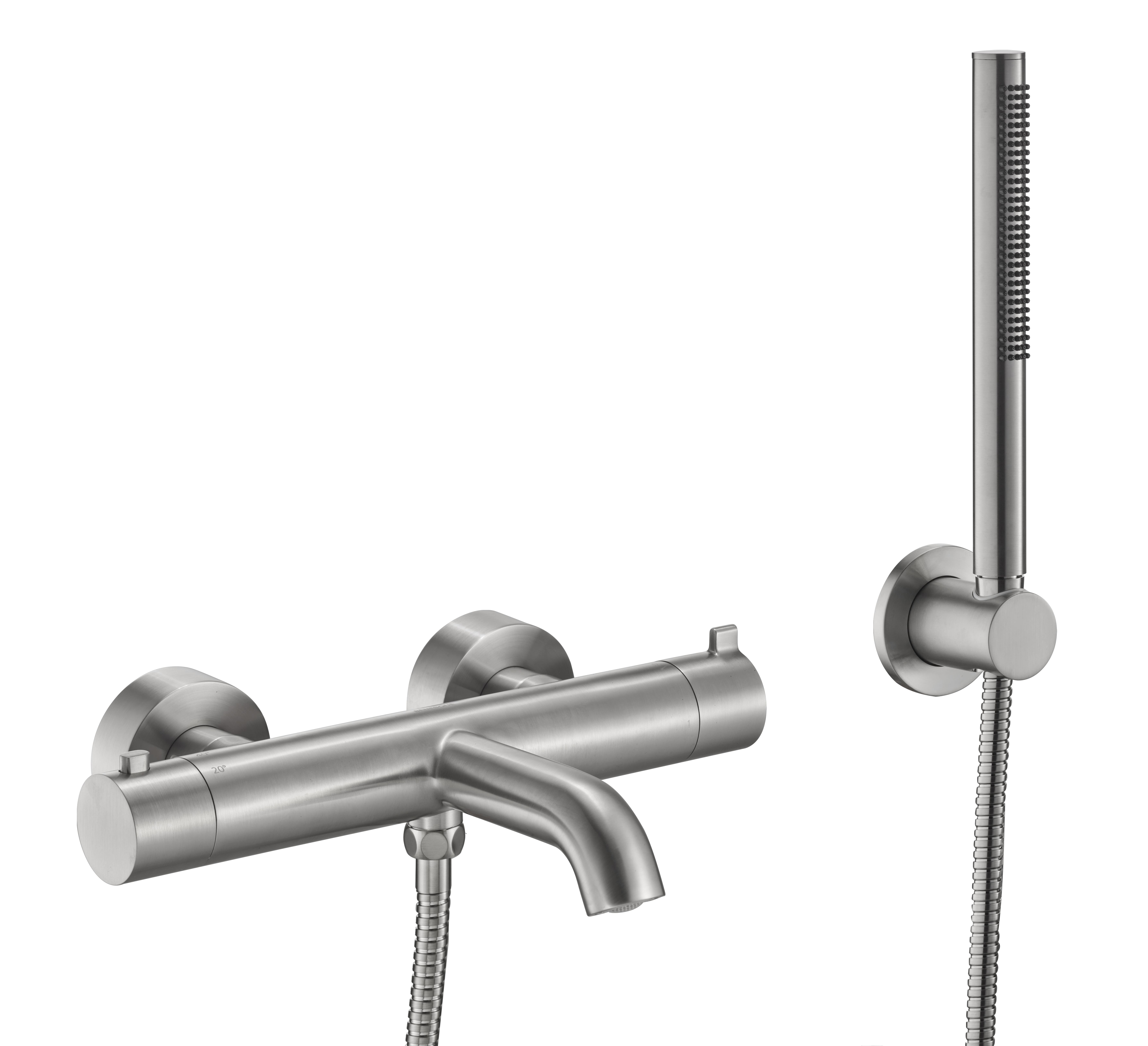 Смеситель для ванны термостатический c гарнитуром Benesque Lumiere 11010802 брашированный никель