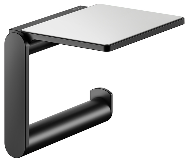 Держатель для туалетной бумаги с полкой Keuco Plan 14973370000 черный матовый