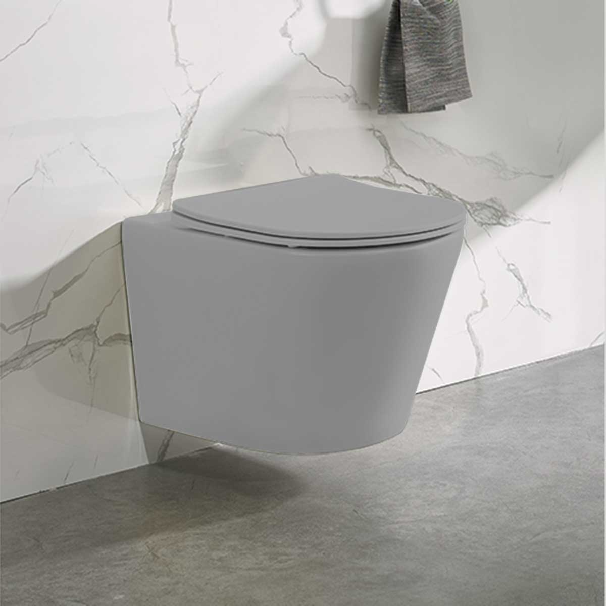 Унитаз подвесной безободковый Vincea Piatti VT1-11MG серый матовый, с сиденьем микролифт