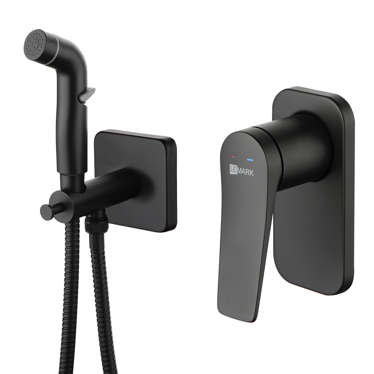Гигиенический душ со смесителем Lemark Bronx LM3719BL черный матовый