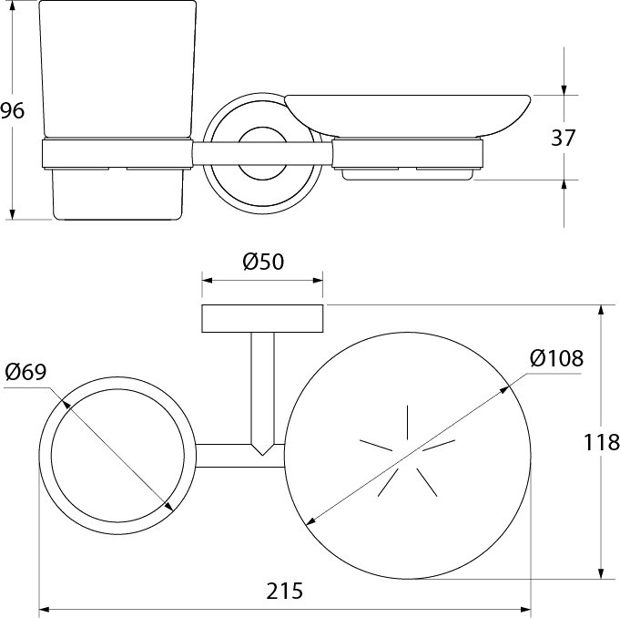 Стакан для зубных щеток с мыльницей Iddis Calipso CALMBG0i57 Белый Хром