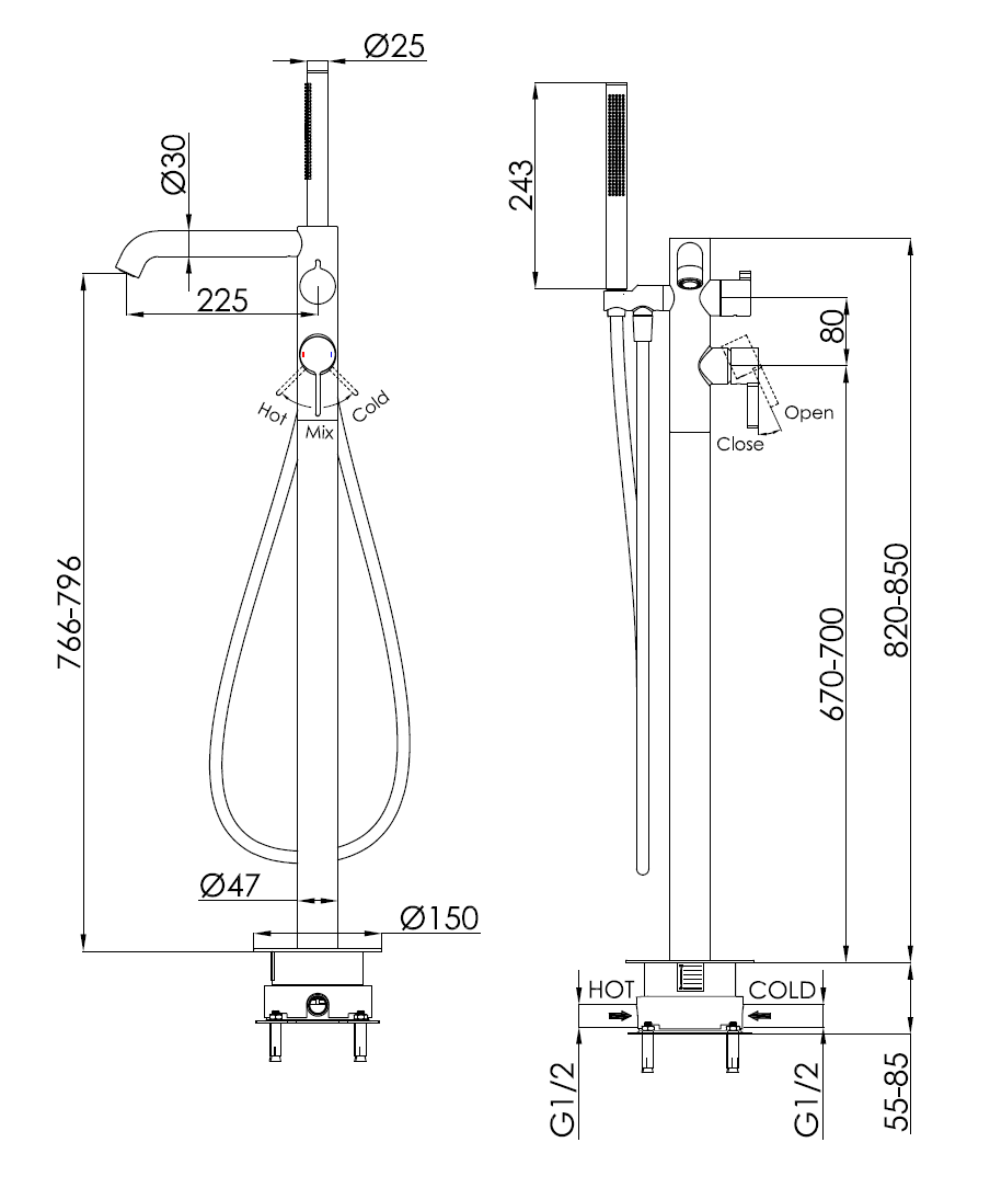 Смеситель для ванны напольный Benesque Lumiere 11010206 бронза брашированная