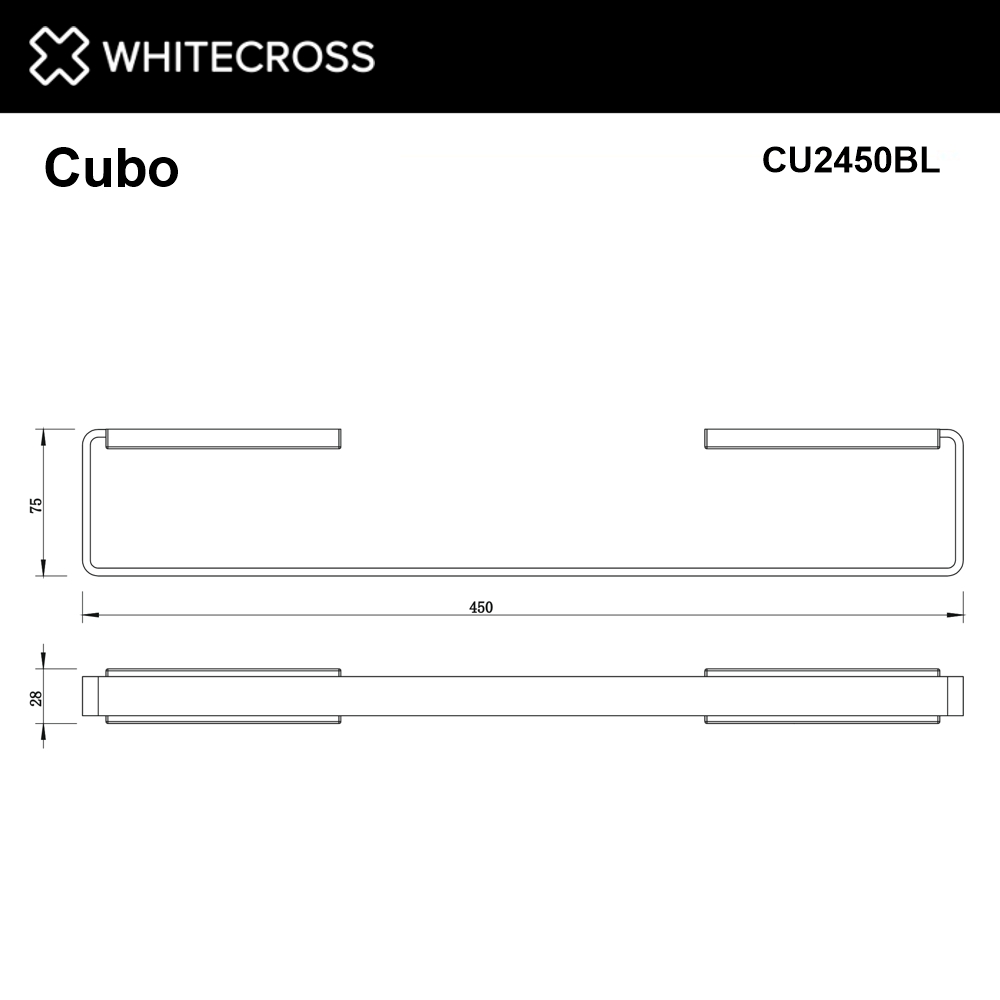 Полотенцедержатель 450 мм. WHITECROSS Cubo CU2450BL (черный мат)