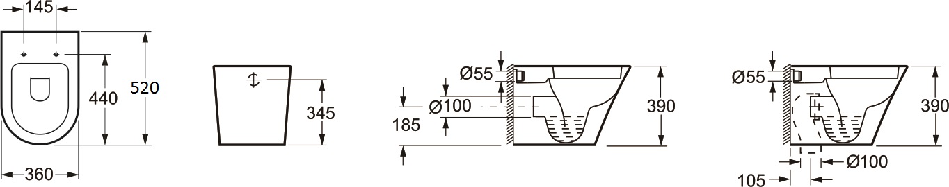 Унитаз приставной Grossman Modern GR-PR3011 белый, с сиденьем микролифт