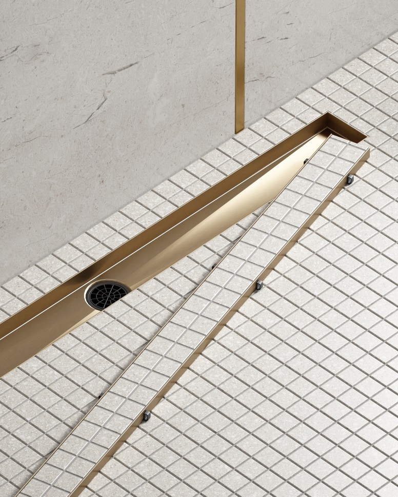 Душевой лоток (двухсторонняя решетка) TIMO Drain System DS230206/17, матовое золото