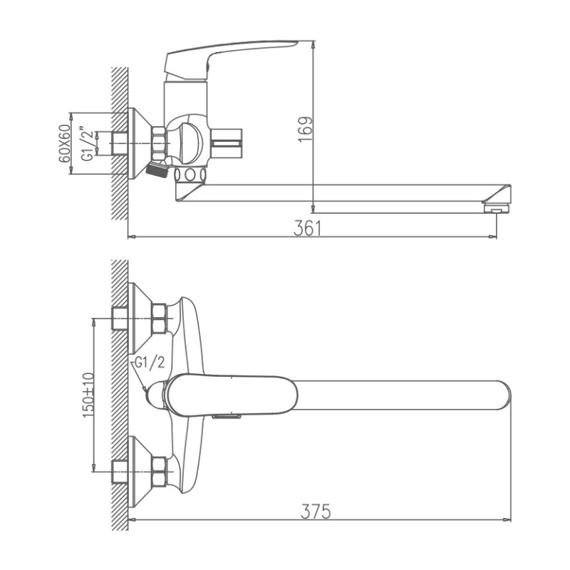 Смеситель для ванны Haiba HB22183, хром