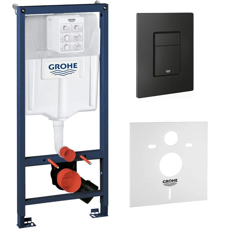 Готовое решение для подвесных унитазов Grohe Rapid 1000046 клавиша смыва черный матовый