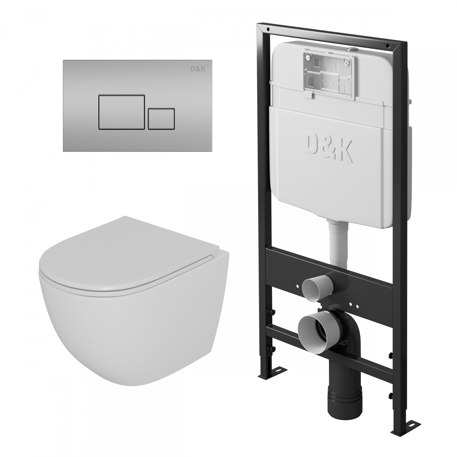 Комплект (инсталляция + унитаз + клавиша смыва) D&K Matrix DS1391604 белый