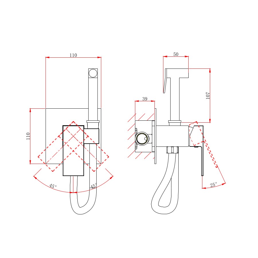 Гигиенический душ со смесителем D&K Bayern.Liszt DA1514501, хром