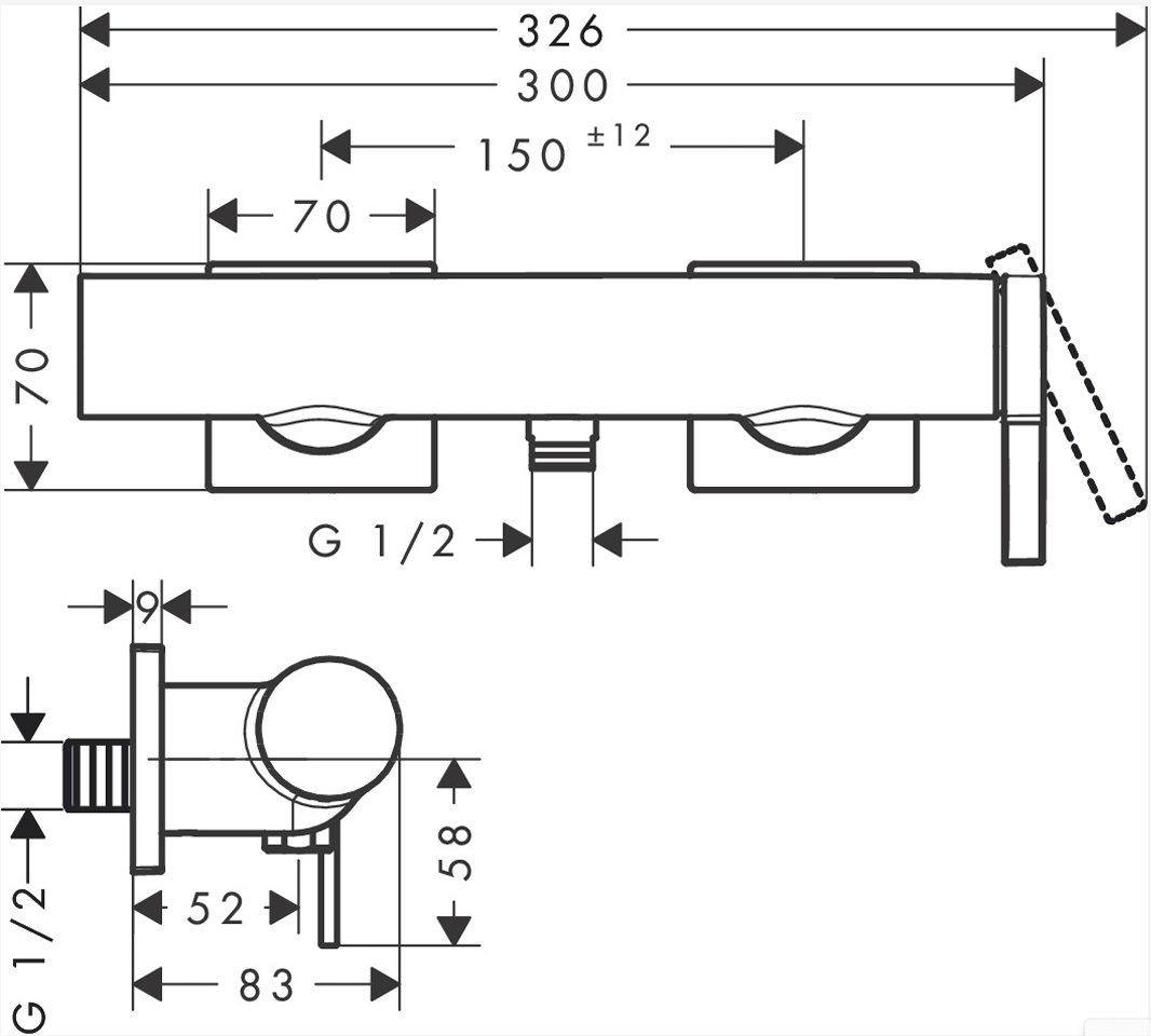 Смеситель для душа Hansgrohe Tecturis E 73620700 белый матовый