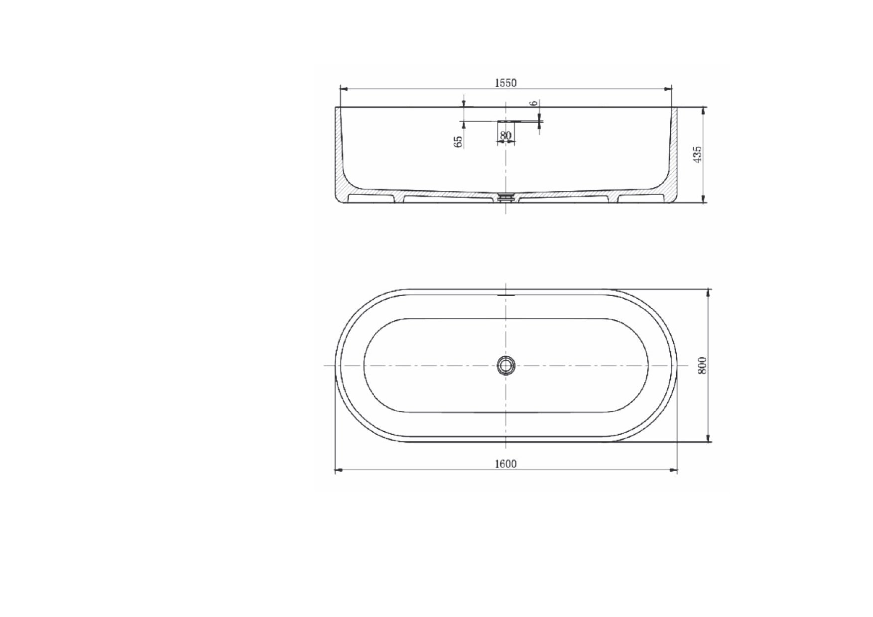 Ванна из искусственного камня NT Amiata 160x80 NT303