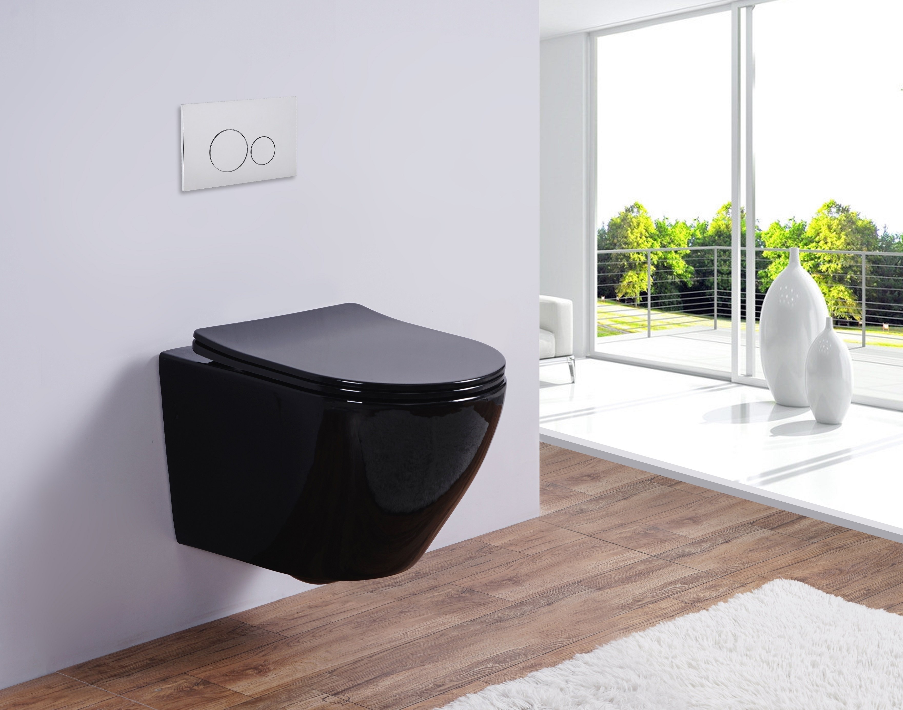 Унитаз подвесной Esbano AZALEA черный, с сиденьем микролифт