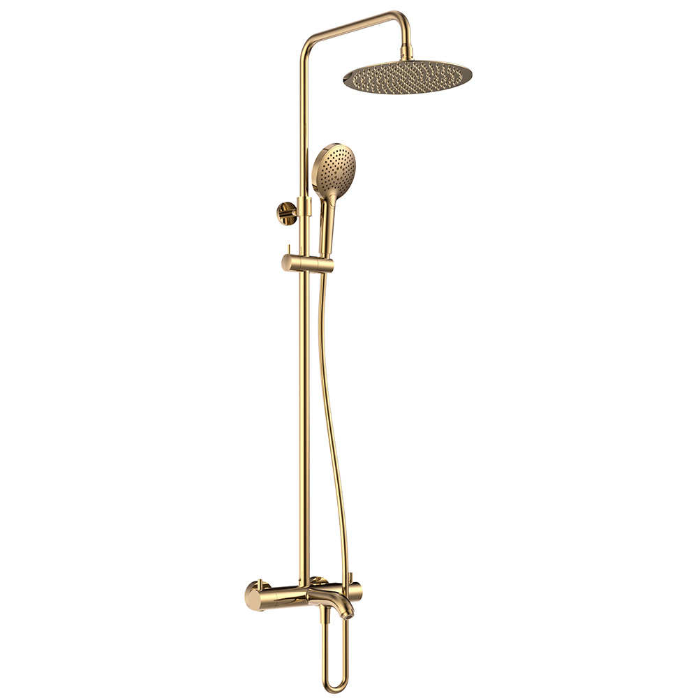 Душевая стойка с термостатом AQUAme AQM8008BG золото матовое