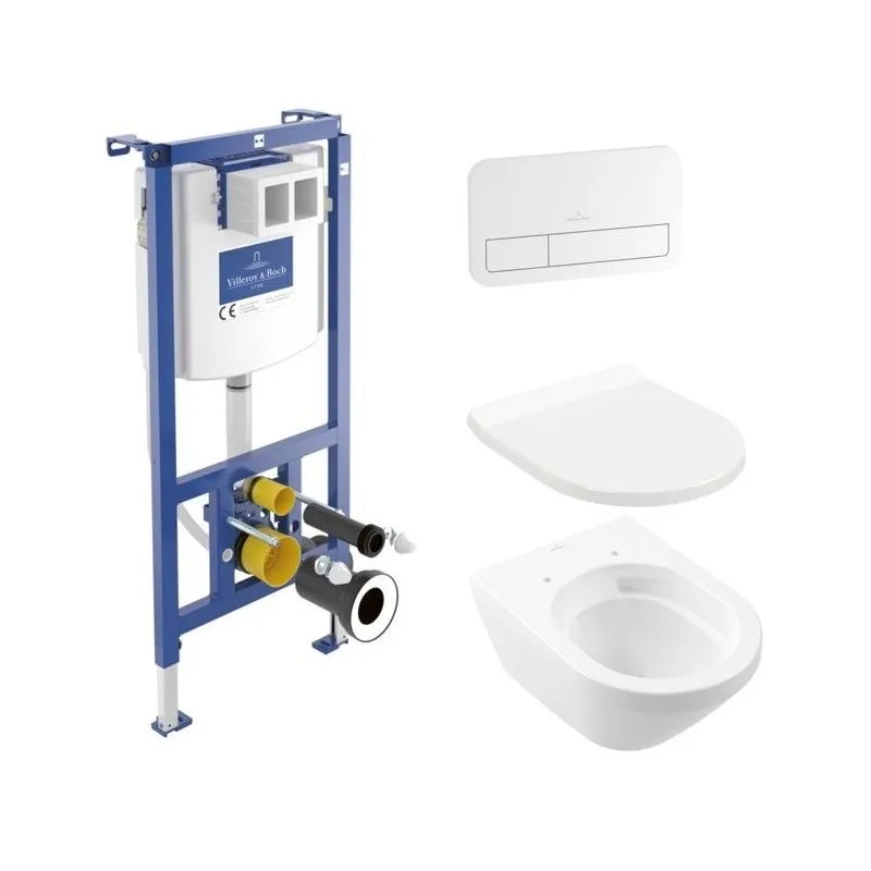 Комплект (инсталляция + унитаз + сиденье микролифт + панель смыва белая) Villeroy & Boch Architectura 4616D301