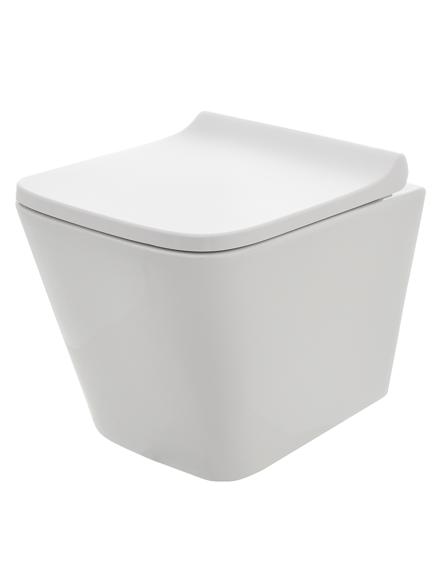 Унитаз подвесной безободковый AQUAme AQM2004 белый, с сиденьем микролифт