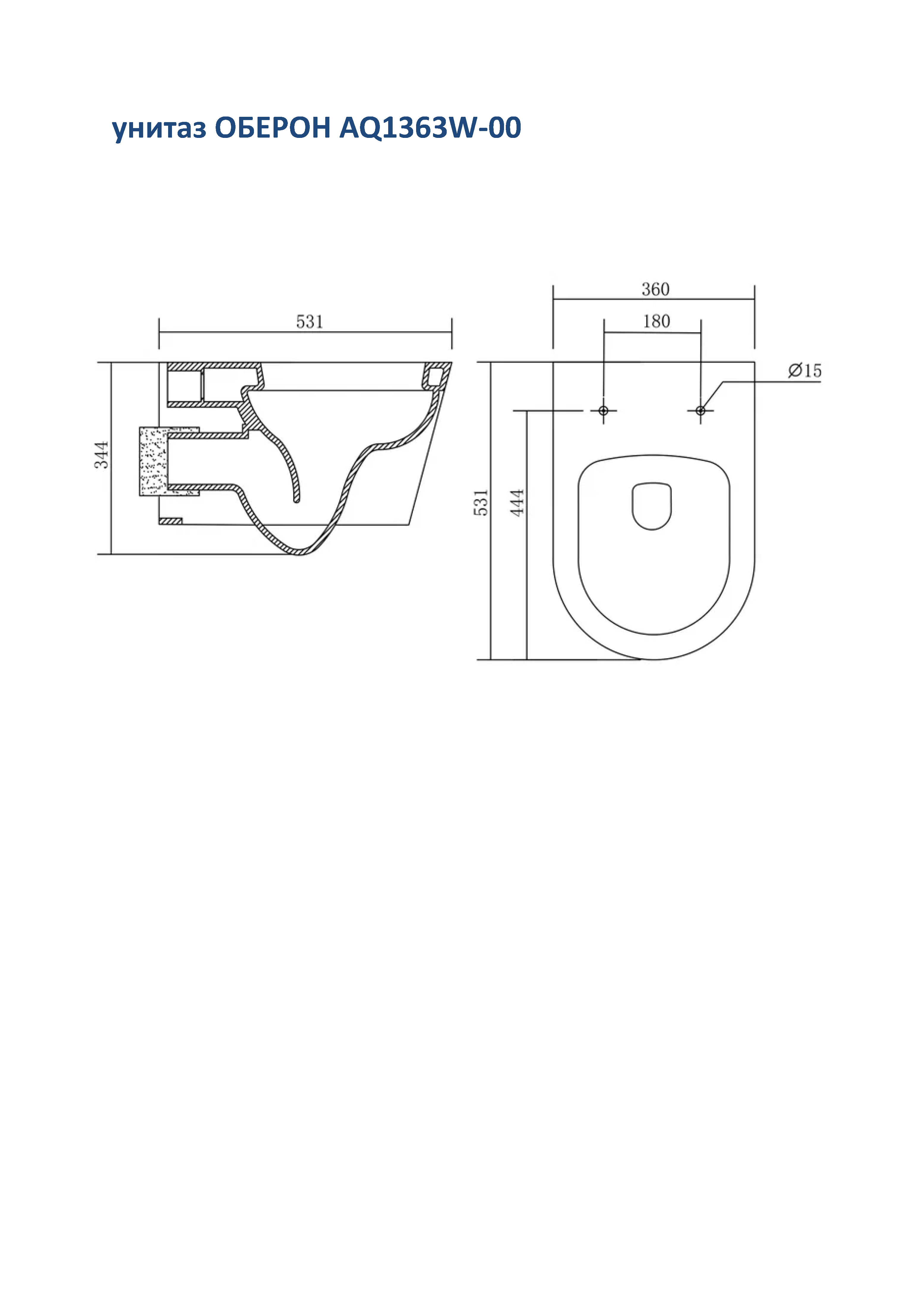 Set AQUATEK ОБЕРОН (рама AQUATEK Standard INS-0000012+звукоизоляционная прокладка+унитаз ОБЕРОН AQ1363W-00+тонкое сиденье с механизмом плавного закрывания)