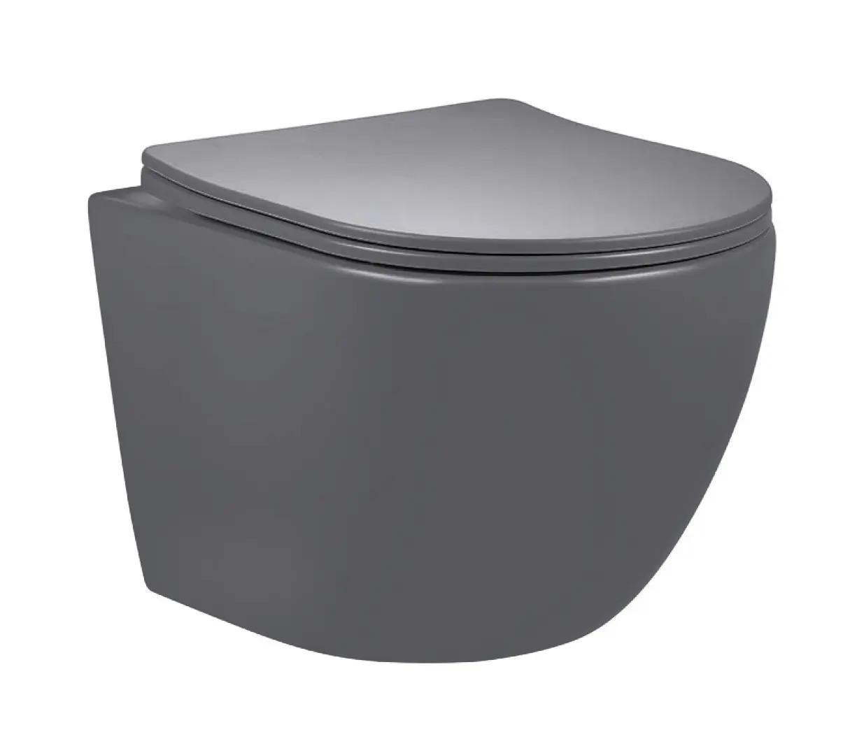 Унитаз подвесной безободковый GID Tr2122TF-Dgm темно-серый матовый, с сиденьем микролифт