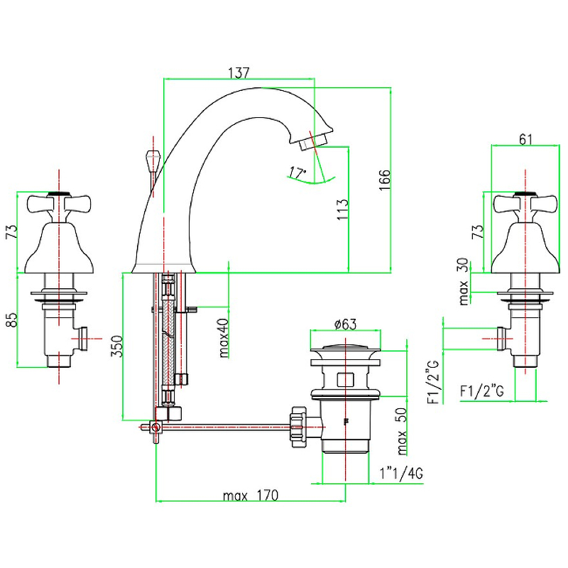 Смеситель для раковины Webert Armony AM750101010, золото