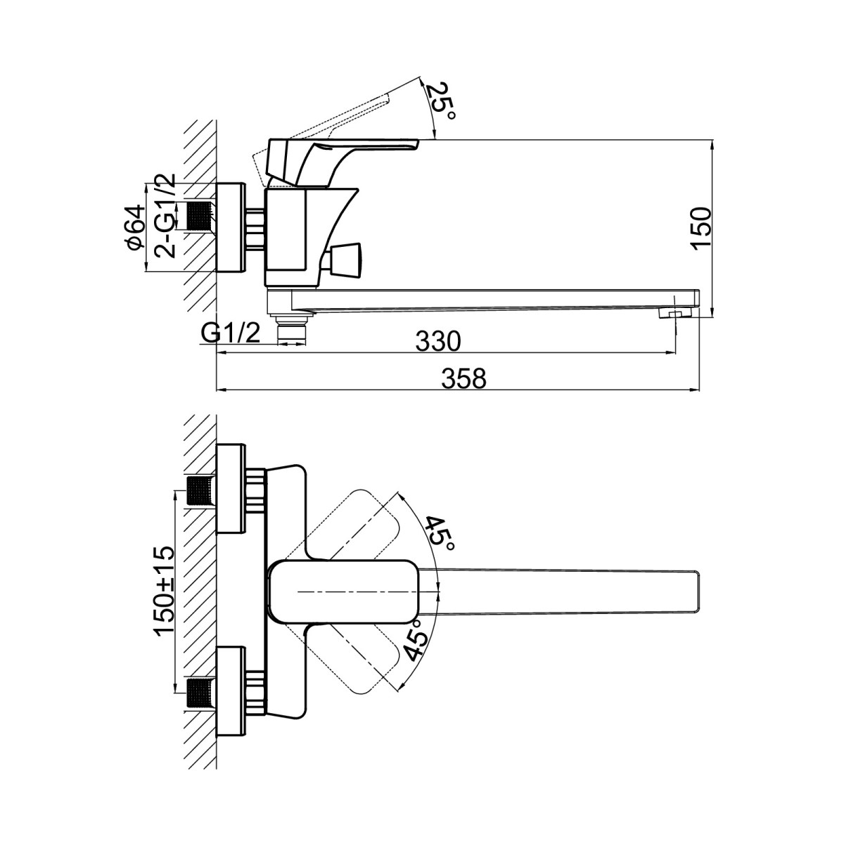 Смеситель для ванны D&K Berlin DA1433316, белый