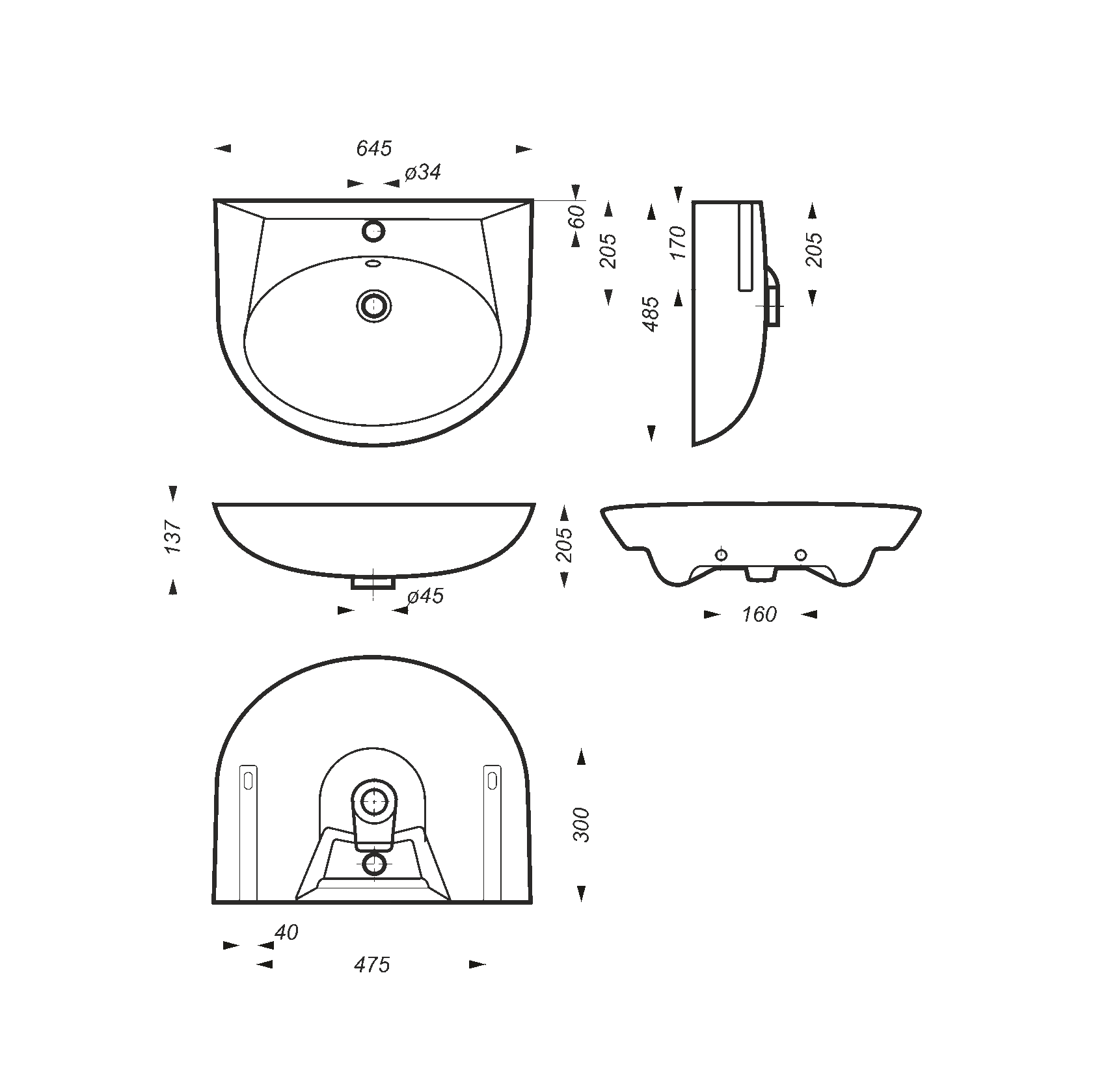 Раковина подвесная Sanita Luxe Classic CLCSLWB01 белая