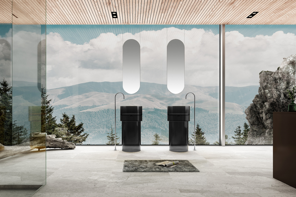 Раковина напольная 45см ABBER Kristall AT2701Onyx-H черный