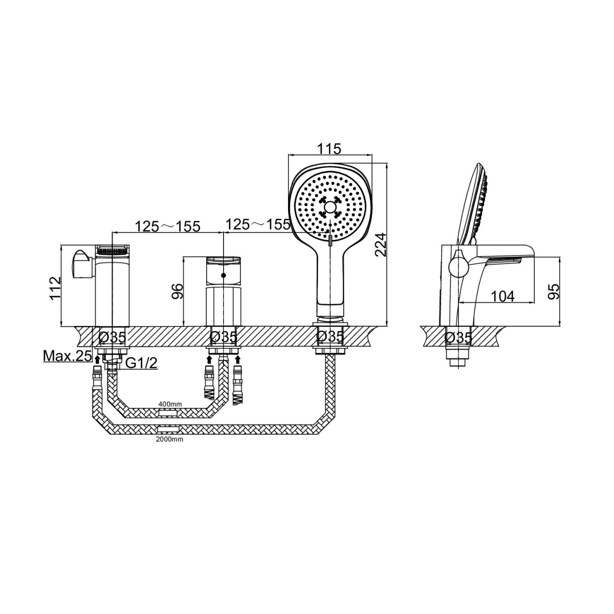 Смеситель на борт ванны D&K Berlin DA1434216, белый