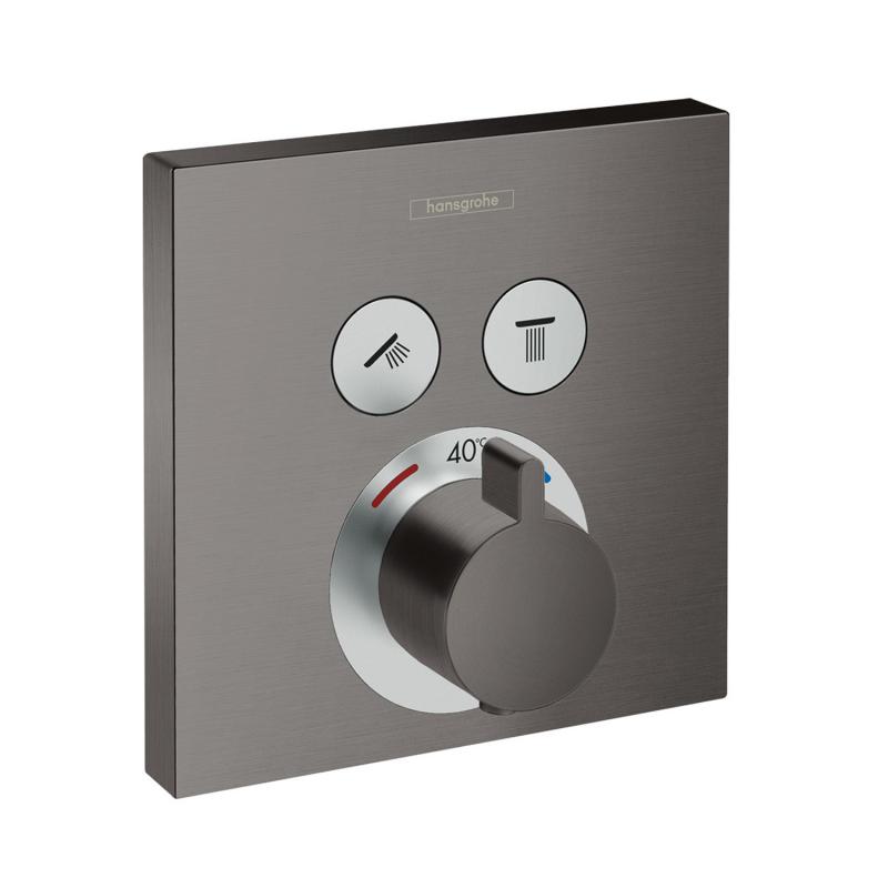 Термостат для душа на 2 потребителя Hansgrohe ShowerSelect 15763340 хром черный шлифованный