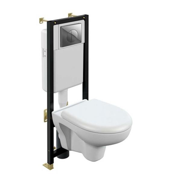 Комплект Cersanit NATURE CO DPL EO инсталляция BLACK кнопка LEON пластик хром глянцевый