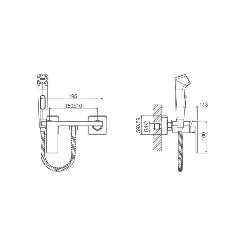 Гигиенический душ со смесителем BELZ B55653-5, матовое золото