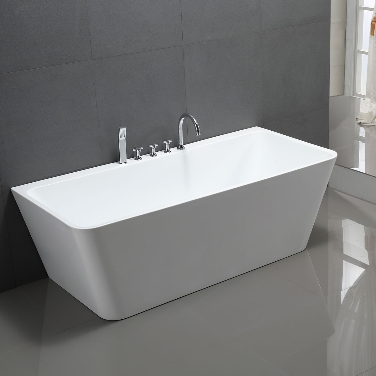 Ванна акриловая Vincea VBT-425-1700 1700*800*600, цвет белый, слив-перелив в комплекте, хром