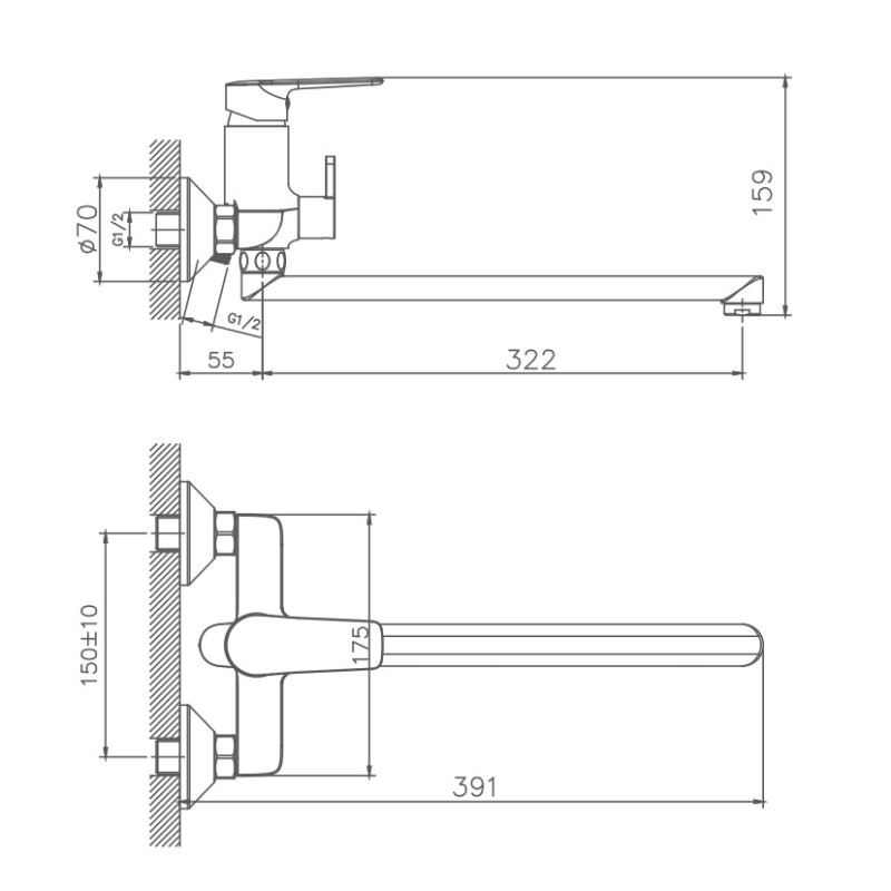 Смеситель для ванны Haiba HB22563, хром