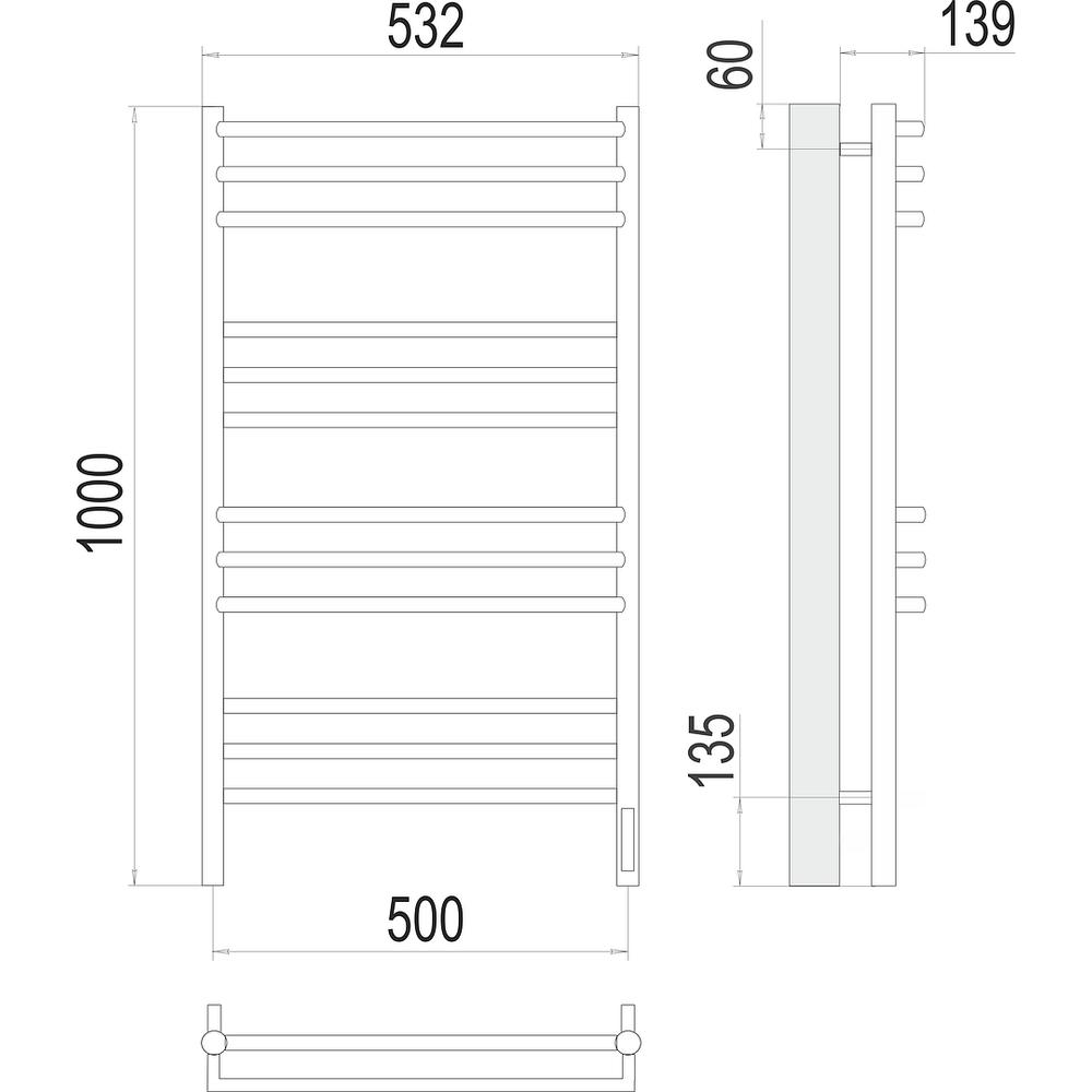 Полотенцесушитель электрический Terminus Прато П12 50х100