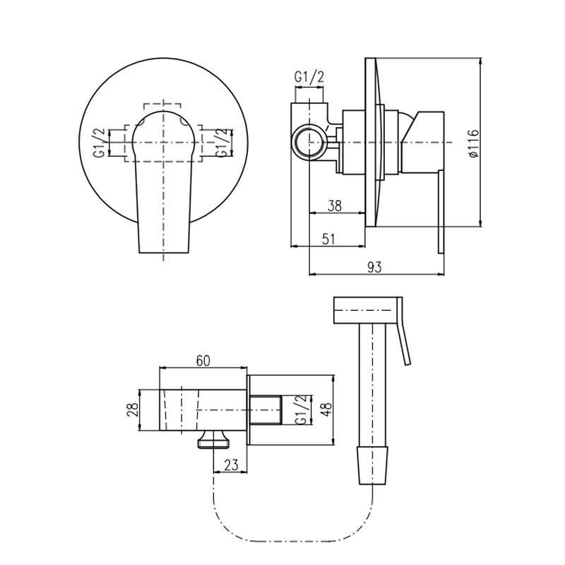Гигиенический душ со смесителем Rav Slezak COLORADO CO242/1, хром