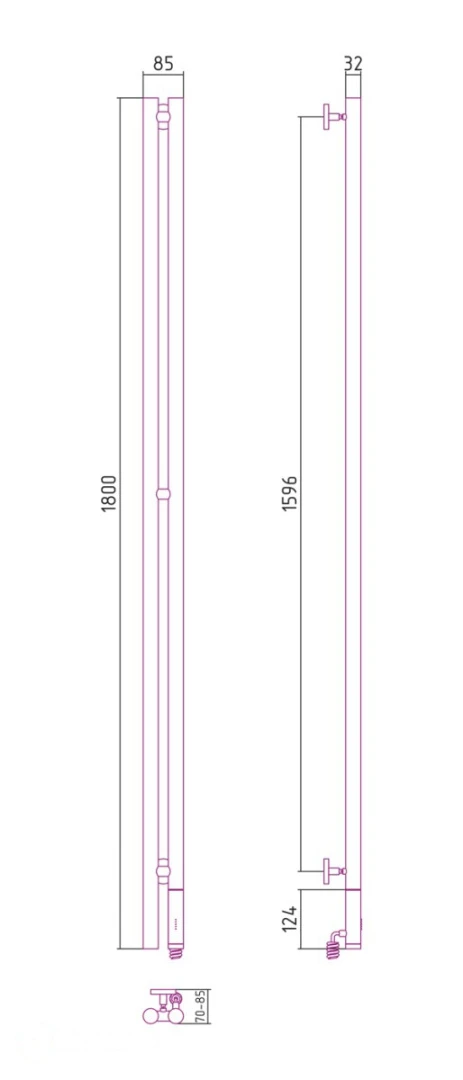 Полотенцесушитель электрический Сунержа Нюанс 180см 31-0543-1853 черный матовый