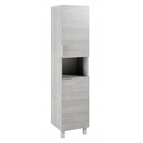 Шкаф пенал Aqwella Бриг 40 Br.05.04.K/Gray с бельевой корзиной Дуб седой