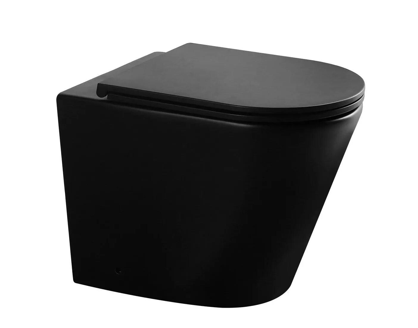 Унитаз приставной безободковый GID TRS-263BM с сиденьем микролифт, черный матовый