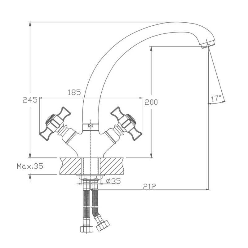 Смеситель для кухни Haiba HB4824, хром