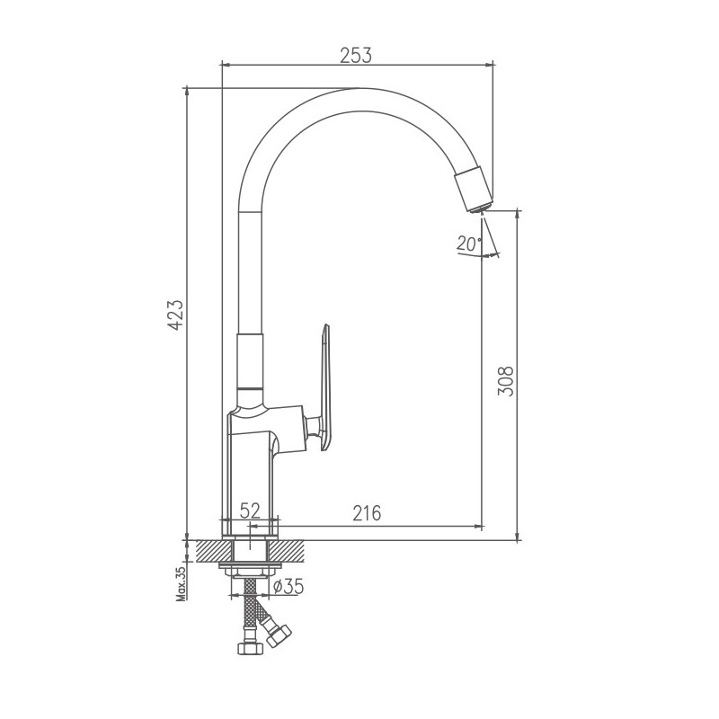 Смеситель для кухни Haiba HB73548-7, черный