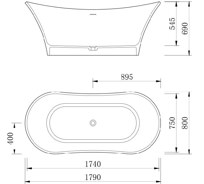 Ванна из искусственного камня NT Corno Grande 179x80 NT301