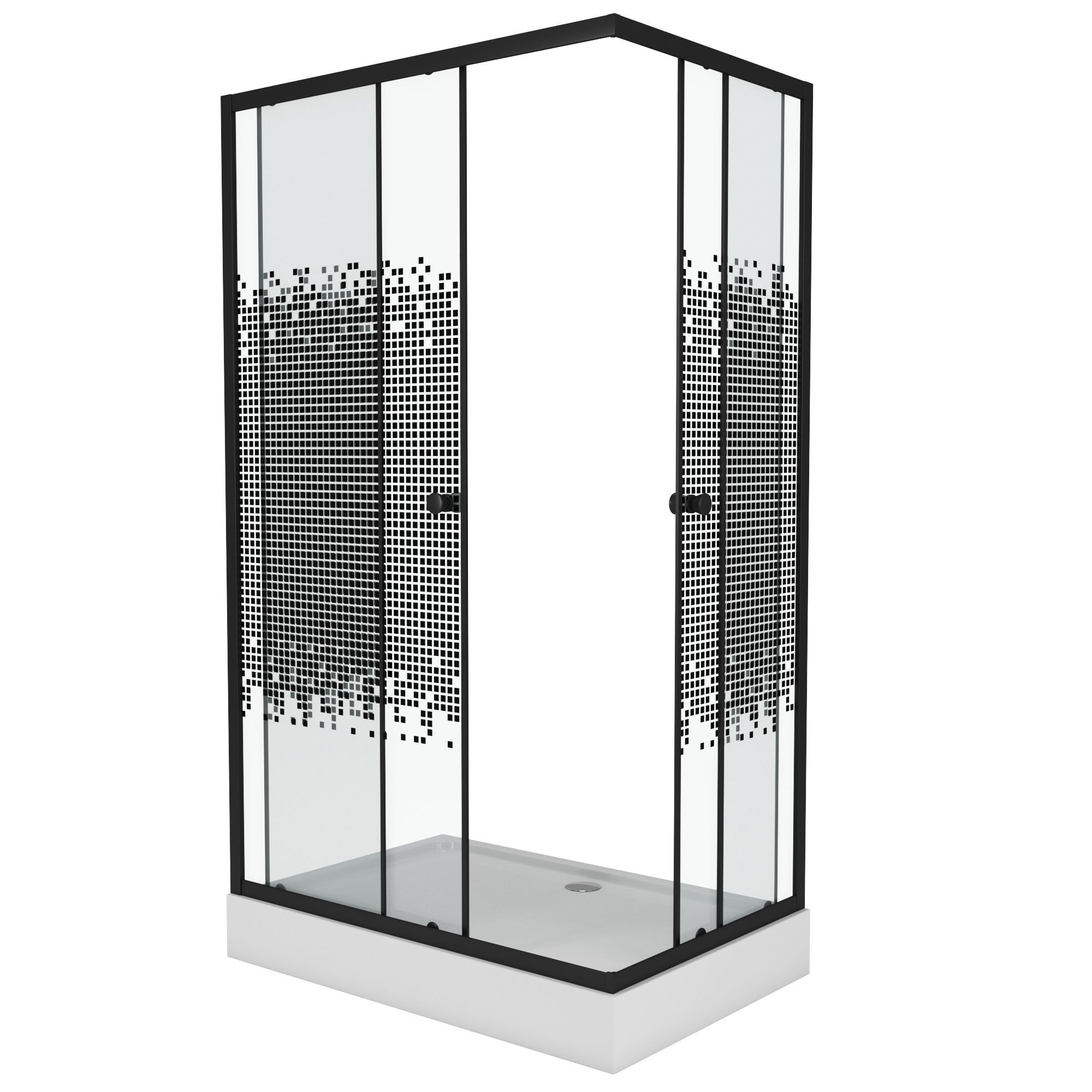 Душевой угол Niagara NG- 012-14Q BLACK 120x80x195 профиль черный, стекло с узором