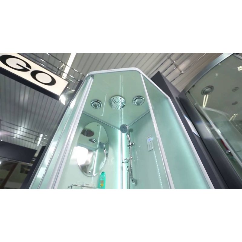 Душевая кабина Esbano LED ESKL100PR 100x100x210см, профиль белый, стекло рифленое