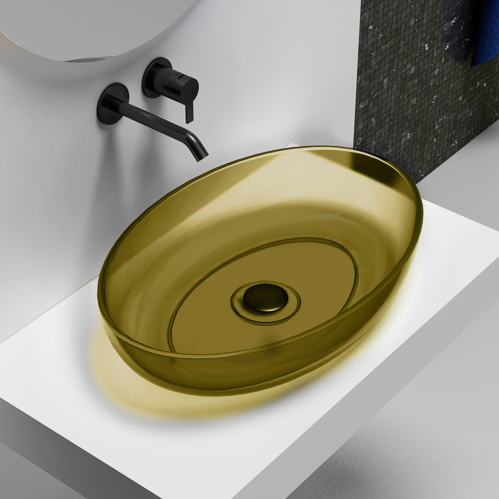 Раковина накладная прозрачная ABBER Kristall AT2801Vesuvian оливковая