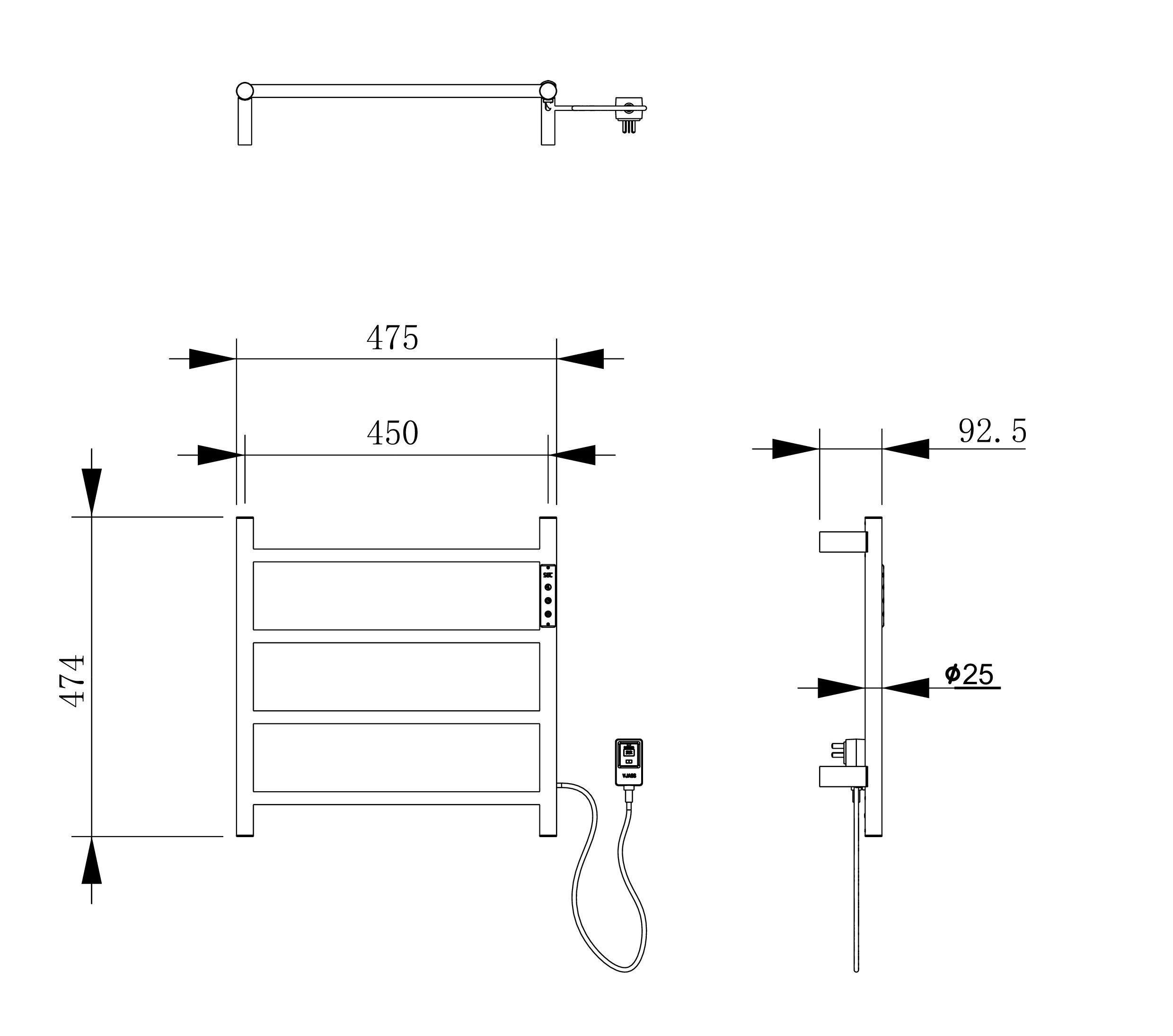 Полотенцесушитель электрический WONZON & WOGHAND BONN, Брашированный никель (WW-AL404-BR)