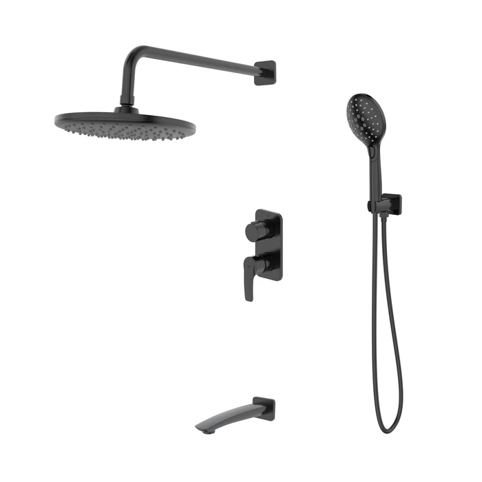 Встраиваемая душевая система с изливом Iddis Ray RAYBL03i68 черный матовый