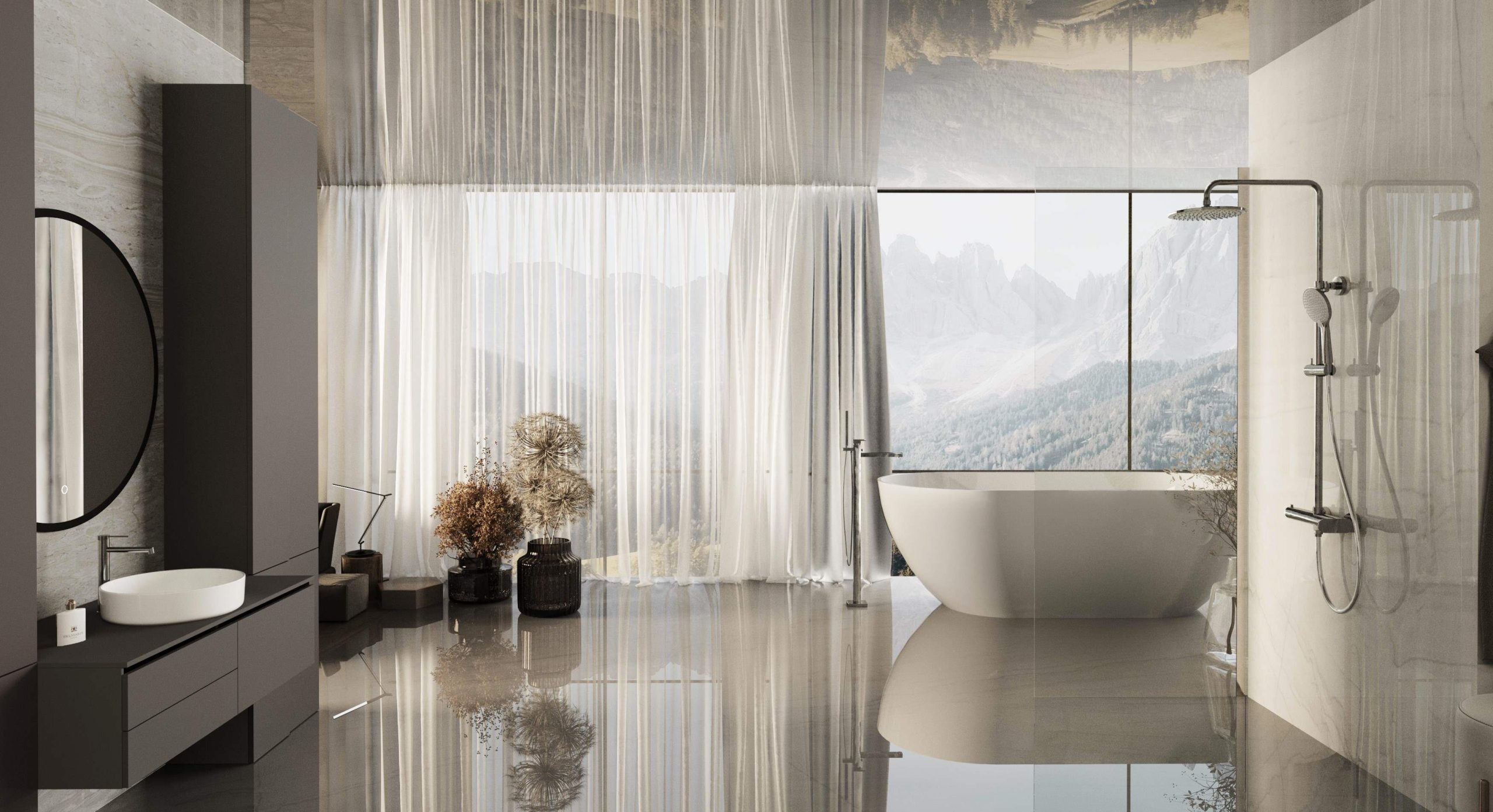 Душевая стойка со смесителем Vincea Rondo VSFS-1R0CH хром