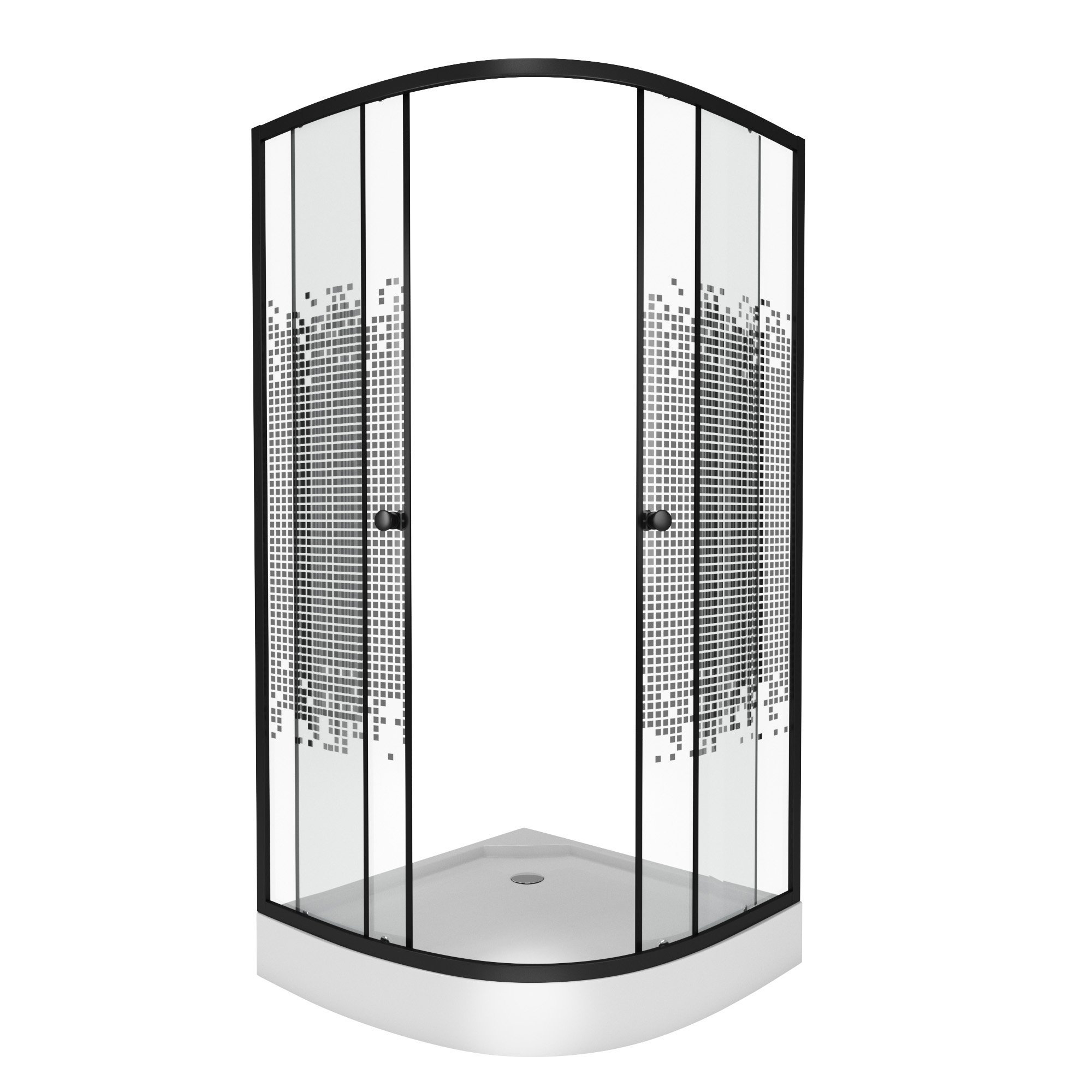 Душевой угол Niagara NG- 007-14BLACK 90x90x195 профиль черный, стекло с узором