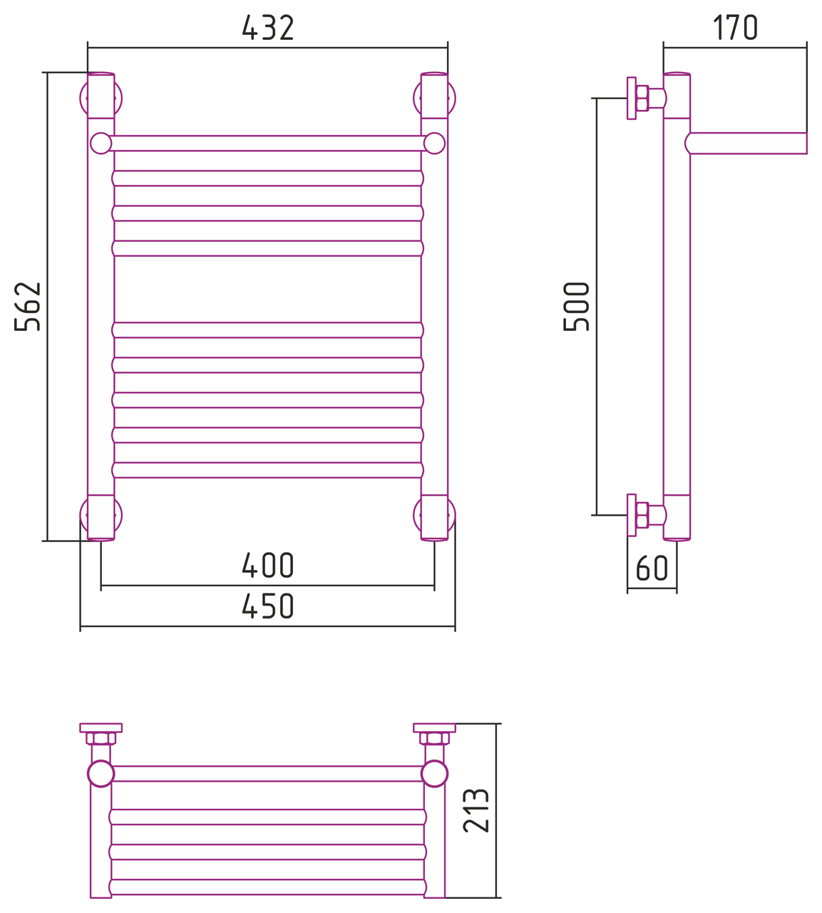 Полотенцесушитель водяной Сунержа Богема с полкой+ 50х40 хром
