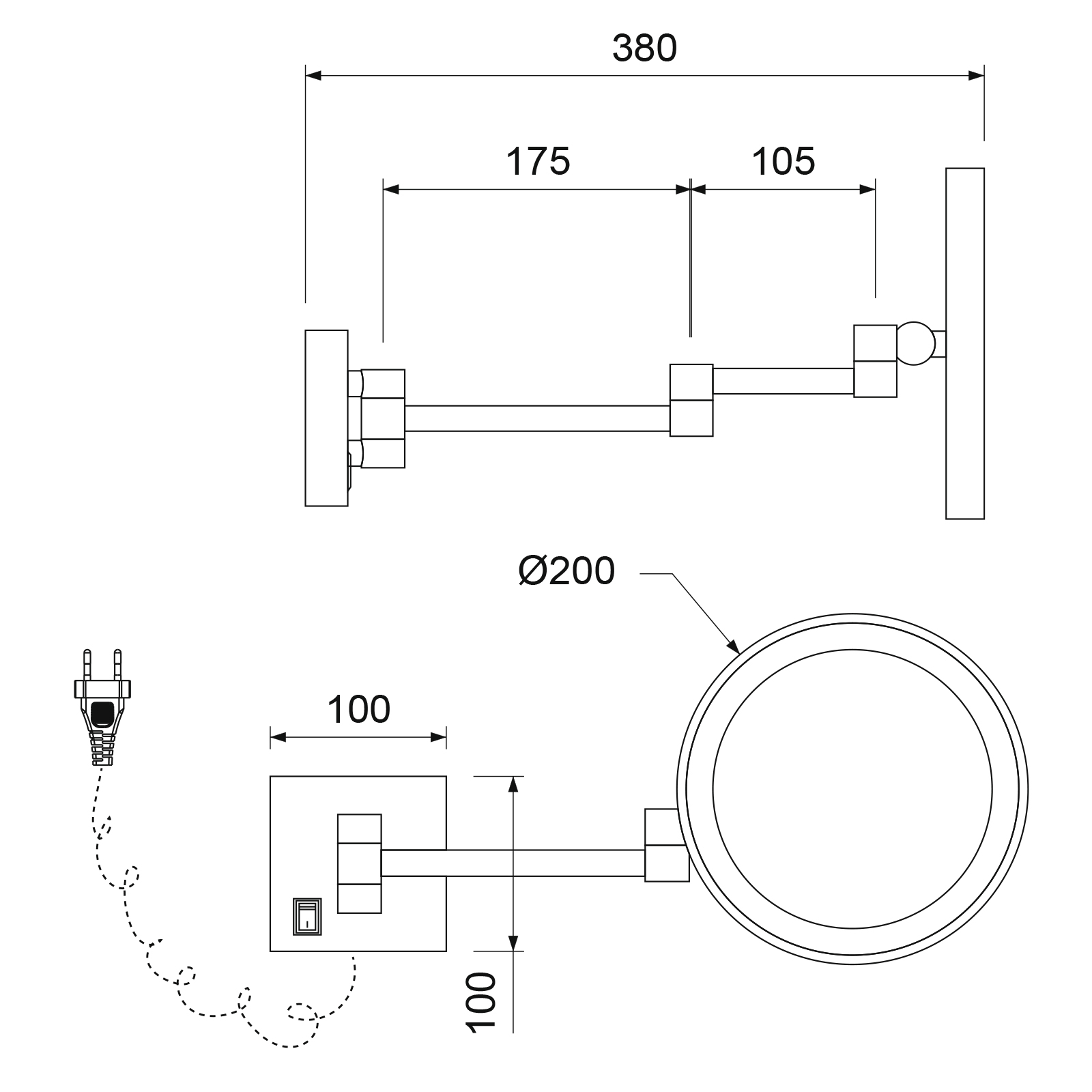 Косметическое зеркало с подсветкой Timo Luiro 18474/18 черное золото