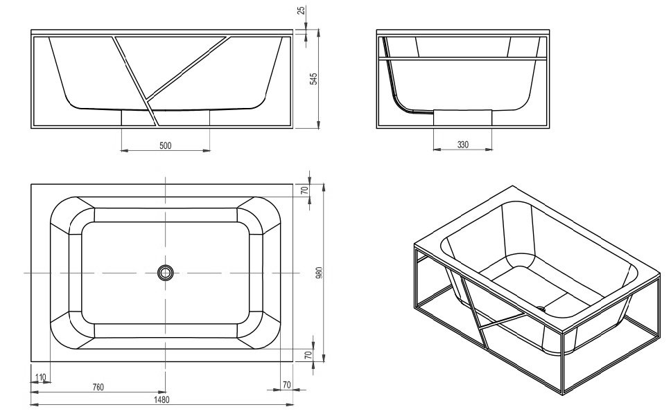 Ванна из искусственного камня NT Sella 148x98 NT304