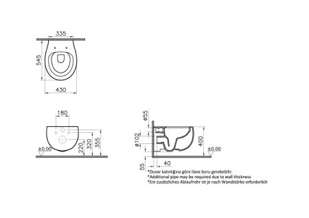 Унитаз подвесной безободковый Vitra Memoria 5885B403-0101 белый, без сиденья